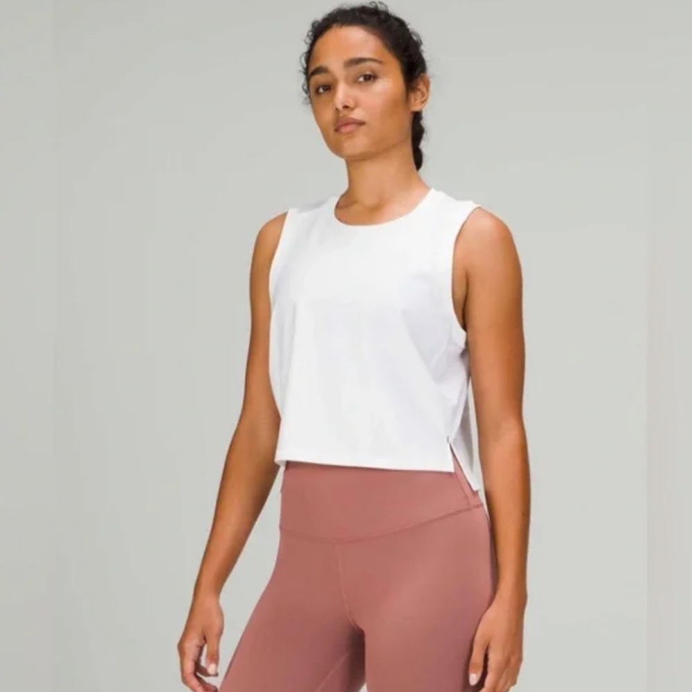 Lululemon Mesh Back Cropped Train Tank Top White